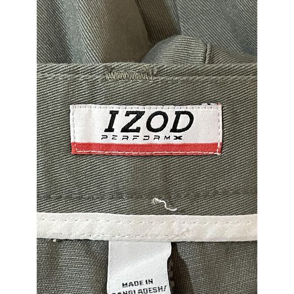 IZOD PerformX Pants Mens 36x32 Green Water Resistant Wrinkle Free Pleated Chino - Picture 11 of 14